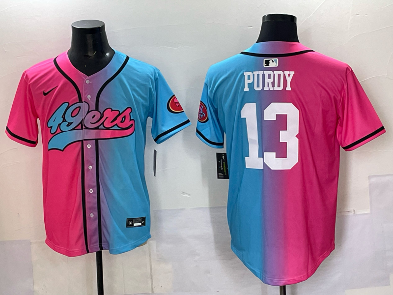 Men San Francisco 49ers #13 Purdy Blue pink Nike Limited NFL 2025 Jersey 0010